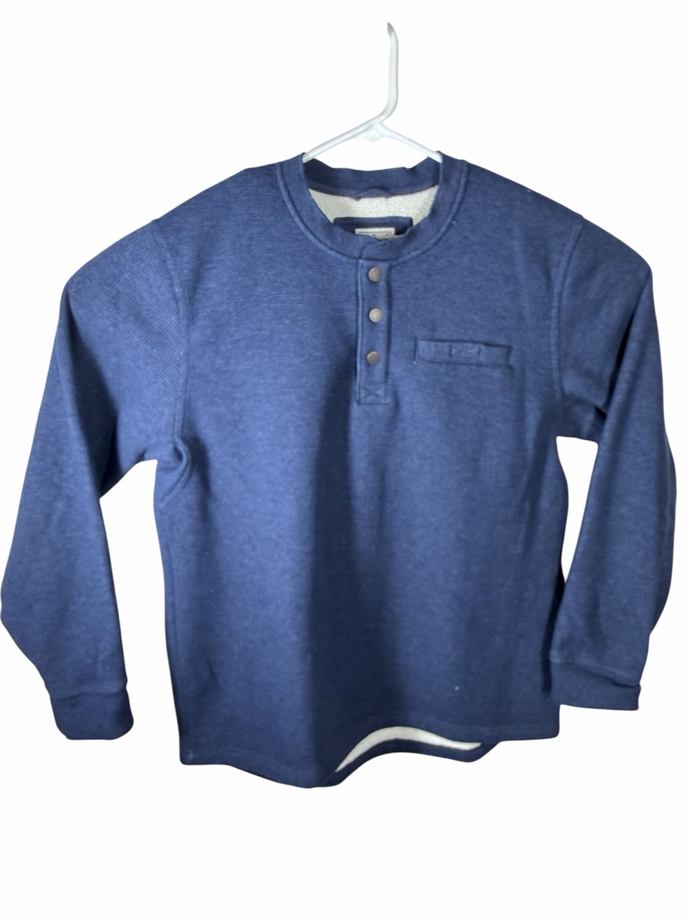 L.L. Bean Navy Blue Knit Top with Leather Logo Tab